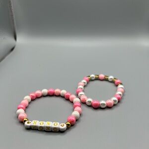 Colorful Beaded Valentine Bracelets 2 Set - HANDMADE - #183